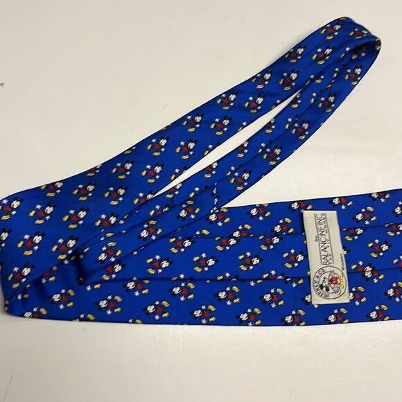Mickey & Co by Balance Inc The Tie Works Blue Silk Tie with Mickey Throughout - Picture 8 of 8